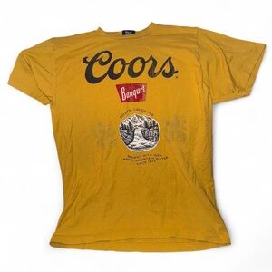 Mens Yellow Coors Banquet Graphic T-Shirt Size L
